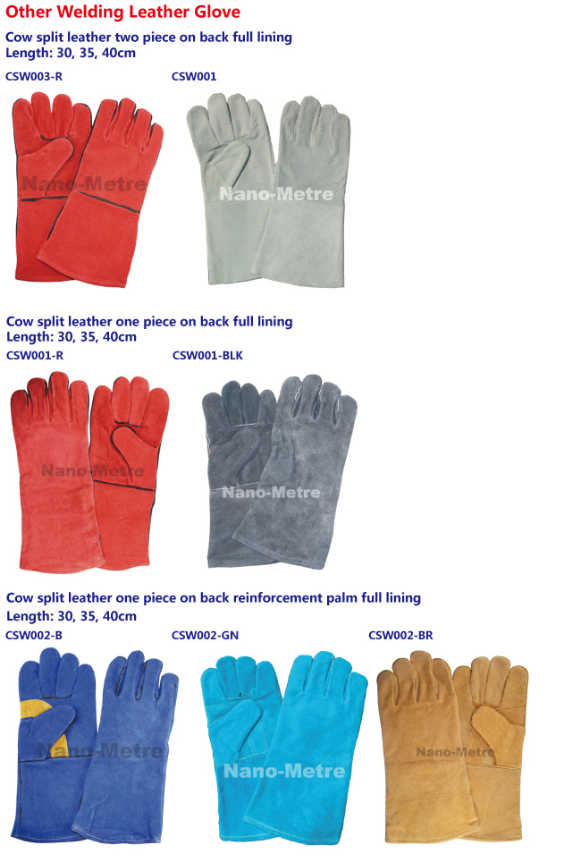 Nmsafety Red Cow Split Leather Welding Work Glove