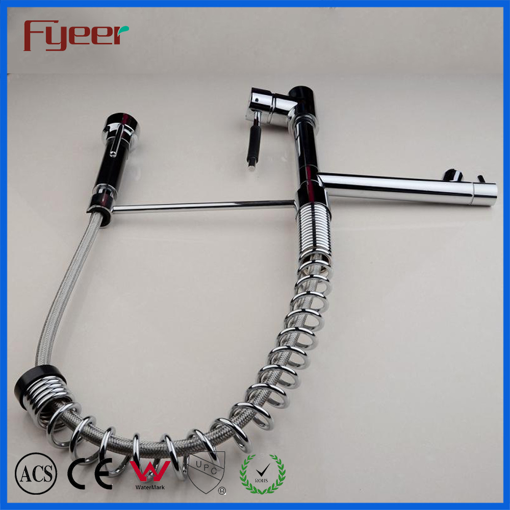 Spring Loaded Kitchen Sink Mixer Tap Faucets 3 Way Long Neck Single Handle Pull Down Kitchen Faucet