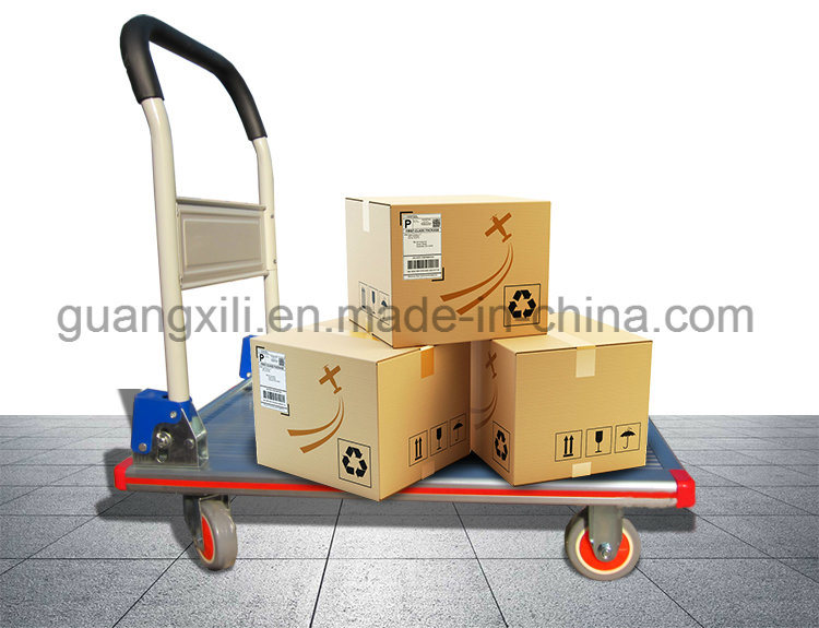 Storage Anodizing Foldable Platform Hand Truck Trolley with Four Wheels