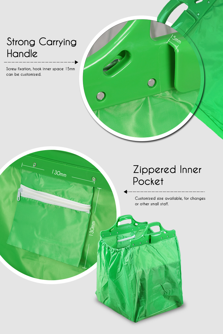 Supermarket Polyetser Fabric Foldabe Shopping Trolley Bag