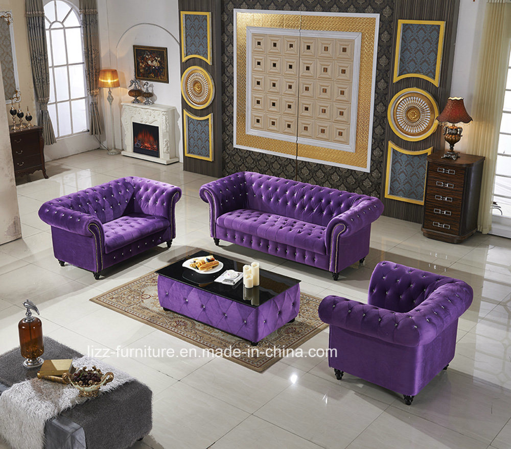 High Quality Chesterfield Fabric Living Room Furniture Sofa Set