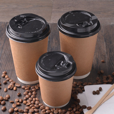 Brown Kraft Paper Cup Hot Drink Cup with Cover