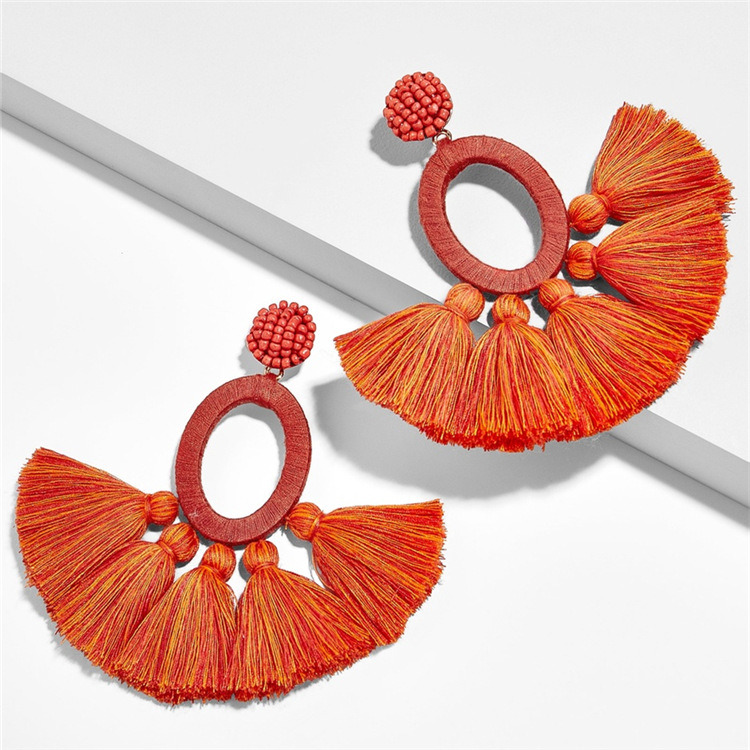European and American Fashion Handmade Tassel Earrings Jewelry