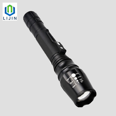 Telescopic Focusing T6 Super Bright Flashlight with Clip