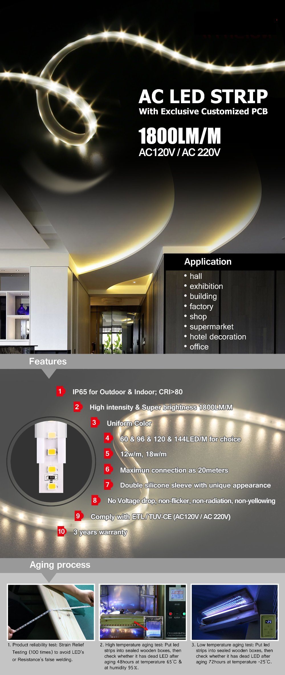 110V LED Strip Light SMD5050/SMD 2835