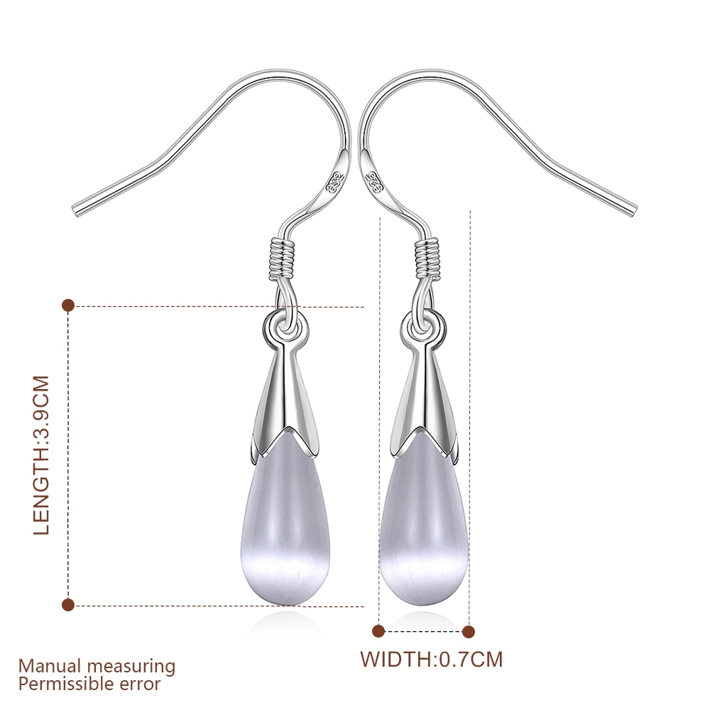 925 Stealing Steel with White Opal Drop Shape Earrings The Most Popular Earrings