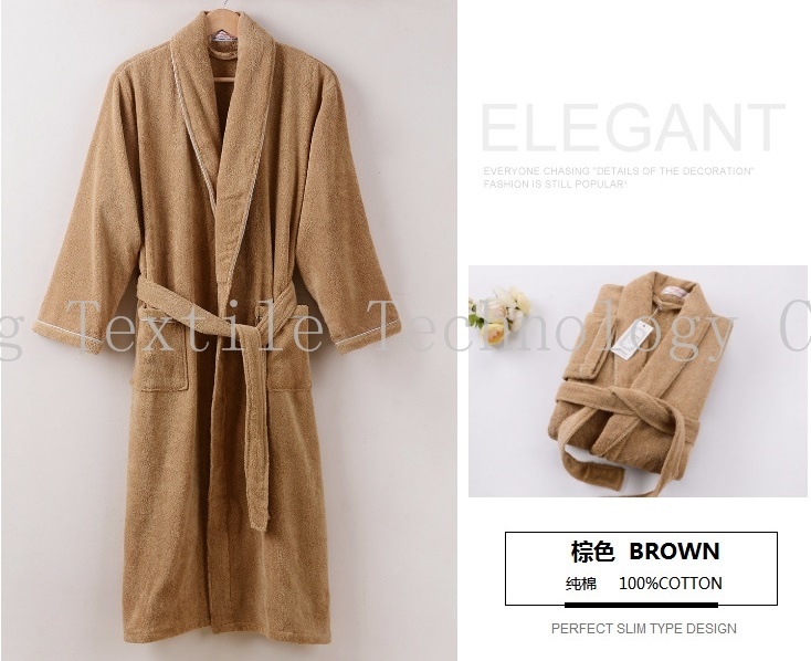 Customized Luxury Unisex Shawl Collar Cotton Velvet SPA Terry Hotel Bathrobe