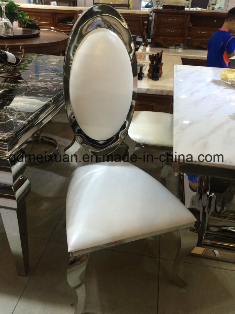 Stainless Steel Dining Chair Contemporary and Contracted Household Vogue Hotel Eat Desk and Chair Combination of Metal Leather Chair (M-X3489)