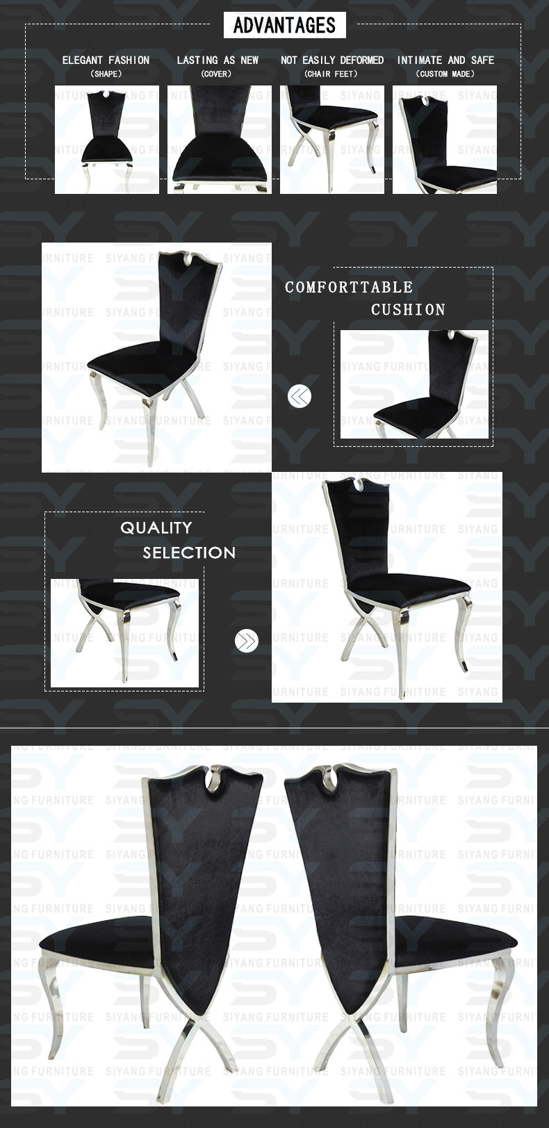 Hotel Furniture Steel Chair Commercial Restaurant Chair Dining Chair