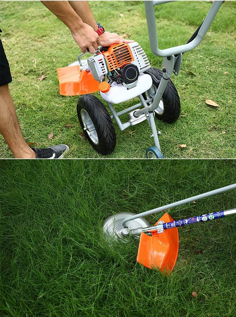 Double Hand-Pushed Brush Cutter, Hand-Pushed Lawn Mower, Hand-Pushed Trimmer, Grass Cutter
