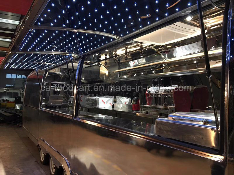 Tc-Ca03s Mirror Stainless Steel Fast Food Cart Trailer