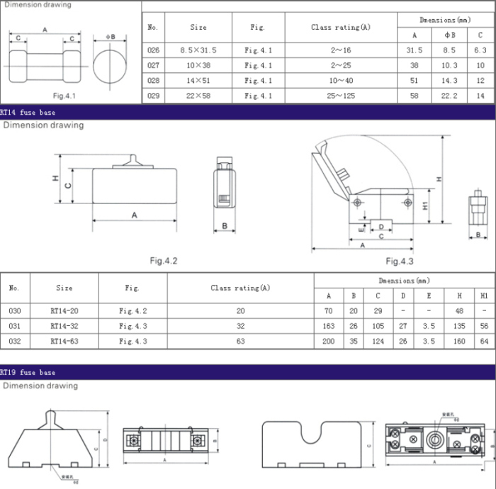 IEC/Ce Standard Low Voltage 20A Fuse