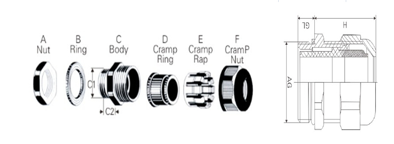 Metal Waterproof IP68 Brass EMC Anti-Magnet Type Cable Gland