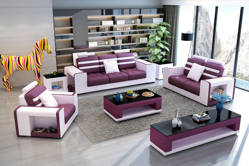 Modern Living Room Designer Leather Loveseat Sofa Chair