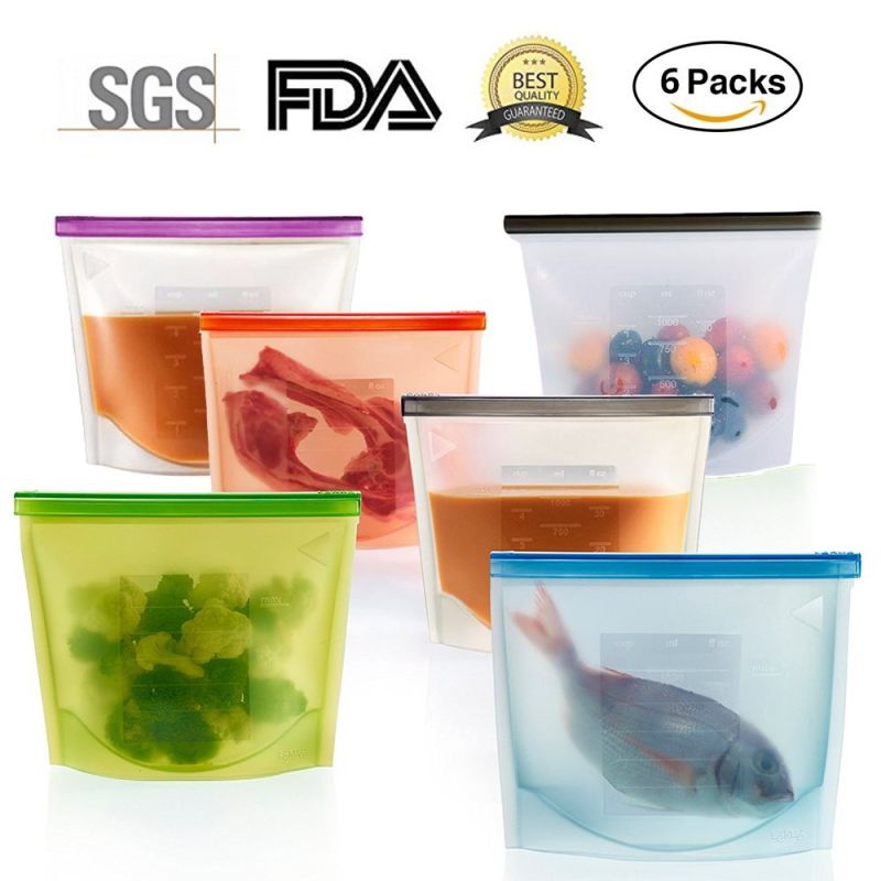 Silicone Food Storage Bags - Reusable and Sealable, Leakproof Foodsaver Bags for Heating, Freezing, Microwaving and as Snack Bags