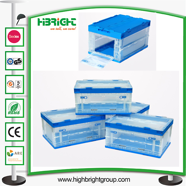 Plastic Foldable Transparent Storage Box Clear Crate with Lid