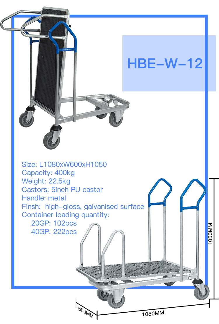 Foldable Warehouse Trolley with Platform