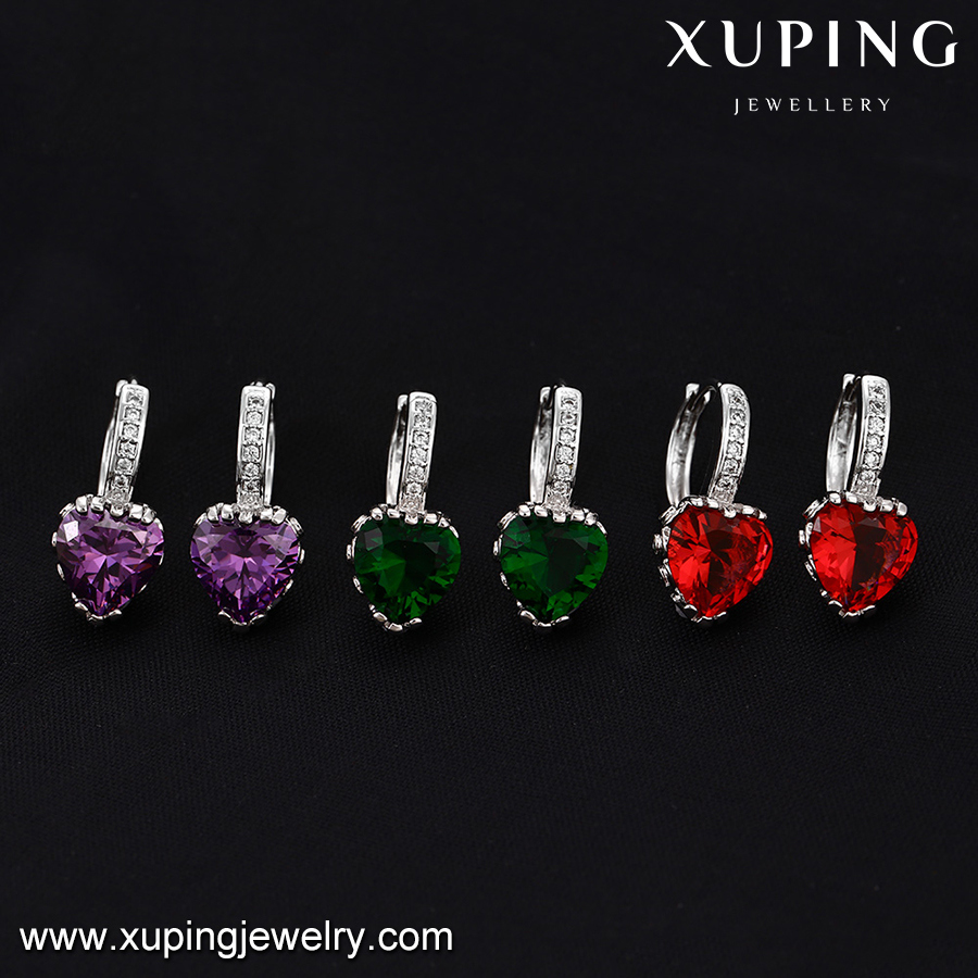 Xuping Artificial Hoop Earrings for Girls Cheap Earrings Made in China, Real Colorfu Diamond Earrings