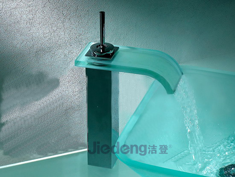 Top Body Brass Waterfall Basin Faucet with Glass Disc (B4)