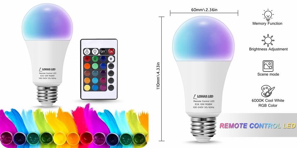 16 Colors Changing 10W Magic E26 E27 B22 RGBW IR Remote Control Bulb