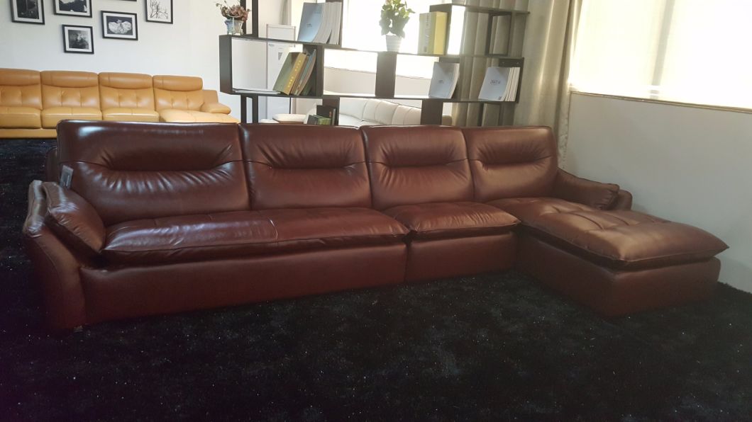 Luxury Furniture Wood Leather Sofa for Home Furniture (B. 985)