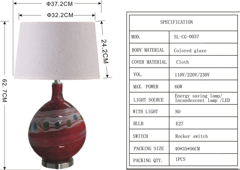 Professional Manufacturer Glass Painted Fashionable Hotel Table Lamp