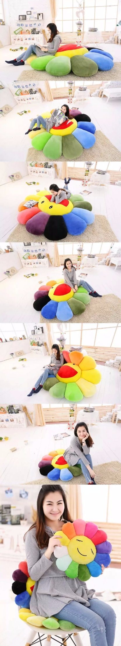 Plush Sunflower Smile Face Tatami, Kids Chair, Sofa, Mat