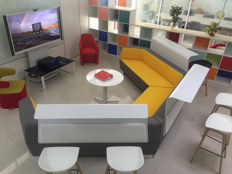 Nordic Korean Simple Design Leather Fabric Home and Office Corner Sofa