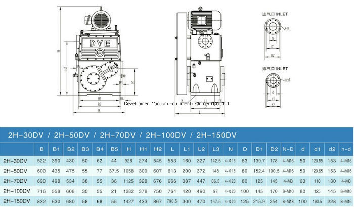 Mechanical Sealed Rotary Piston Pump for Chemical Vacuum Coating 2h-150DV