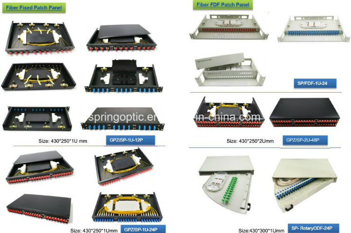 China Factory 1u Rack Mount Optical Fiber Patch Panel Drawer Fiber