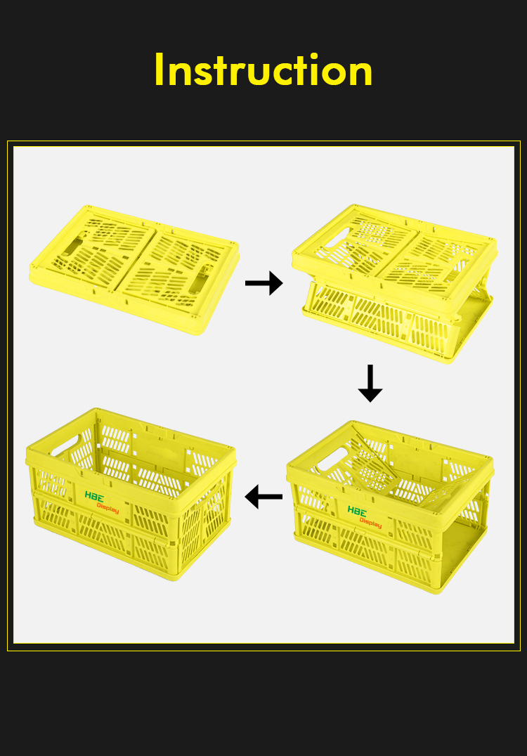 Highbirght Hand Carry Promotion Plastic Folding Basket