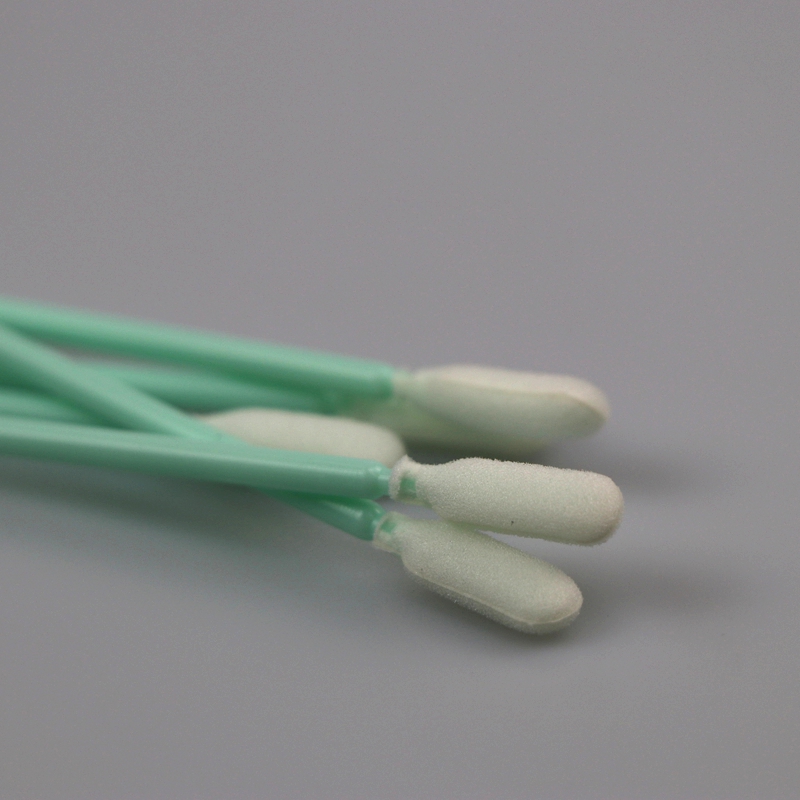 écouvillon en mousse pour salle blanche à poignée verte green handle cleanroom foam swab