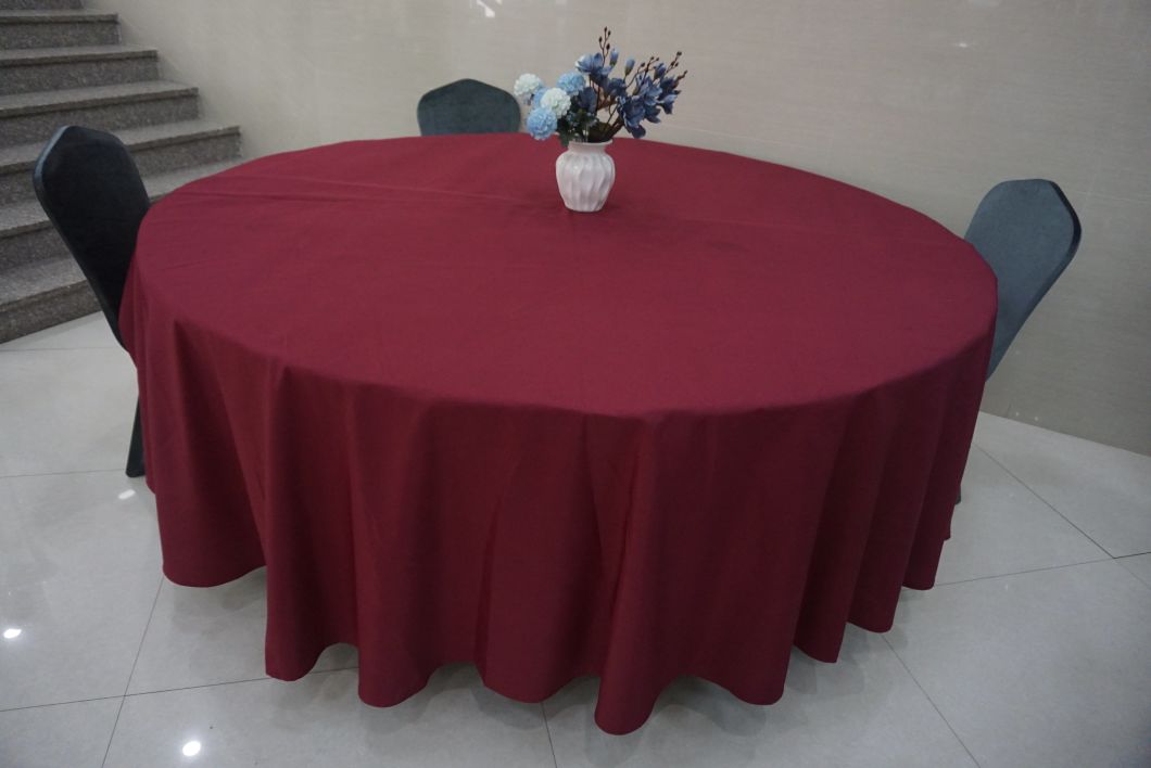 Foshan Wholesale Cheap Restaurant Dining Red Pure Color Fabric Round Banquet Wedding Table Cloth Cover