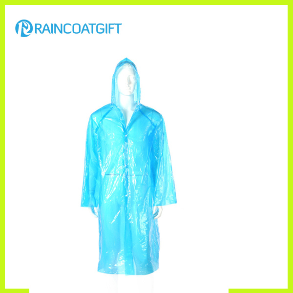 Hot Selling Promotional Clear PE Disposable Raincoat with Sleeve Rpe-078b