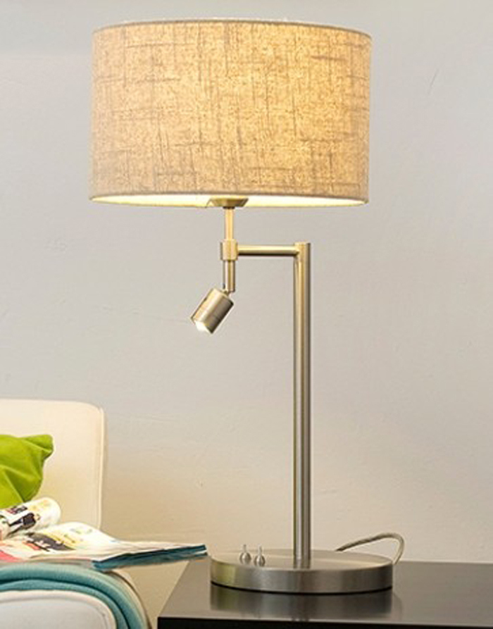 Home Bedroom LED Modern Desk Table Lamp Light with Fabric Shade, E27 + LED 3W 3000k