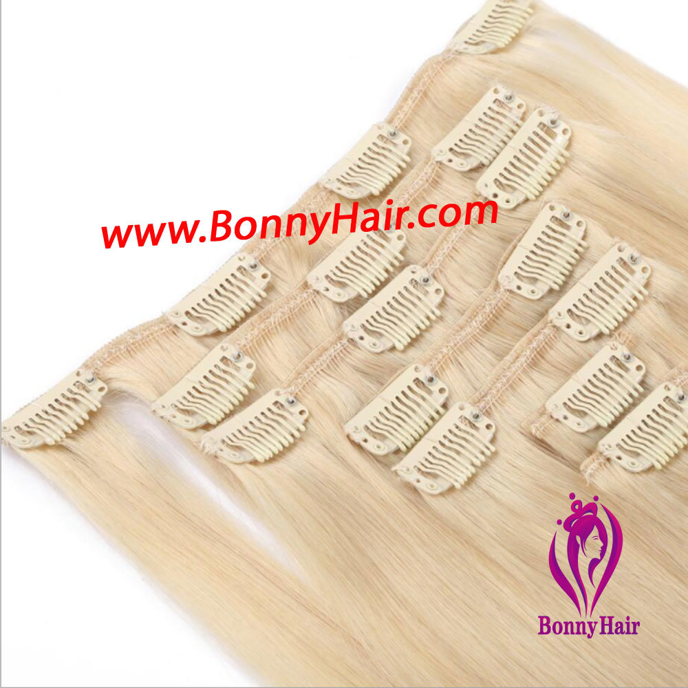 European Human Hair Clip in Hair Extension 7 Pieces/Set Human Hair Extension