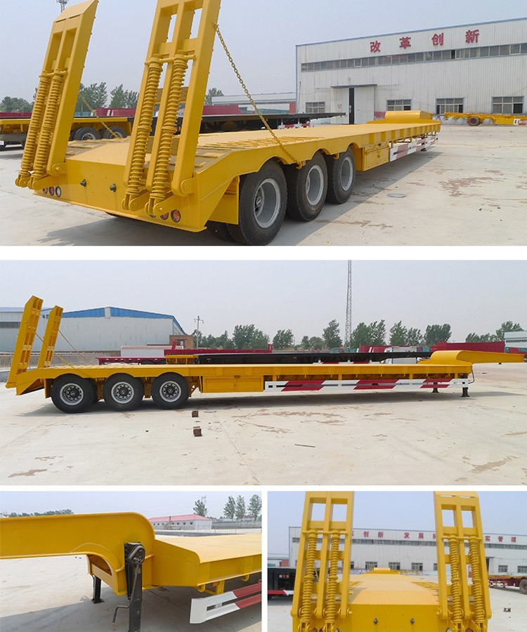 China Helloo Trailer Low Bed Semi Trailer 3 Axles