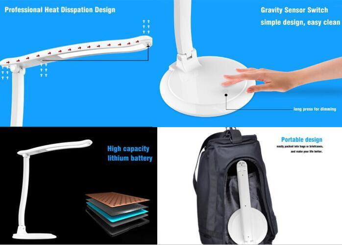 Re-Chargeable Dimmable Flodable Portable LED Desk Lamp