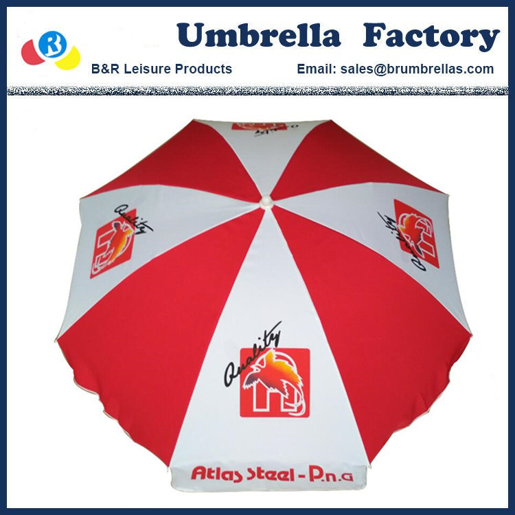 Strong Beach Umbrella with Logo Printed Polyester Parasol 200/180 Cm