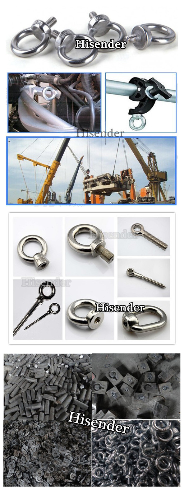 Yellow Zinc Plated JIS1168 Lifting Eye Bolt for Rigging Hardware