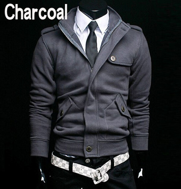 Fashion 100% Cotton Stand Collar Fashion Casual Men's Fleece Jacket