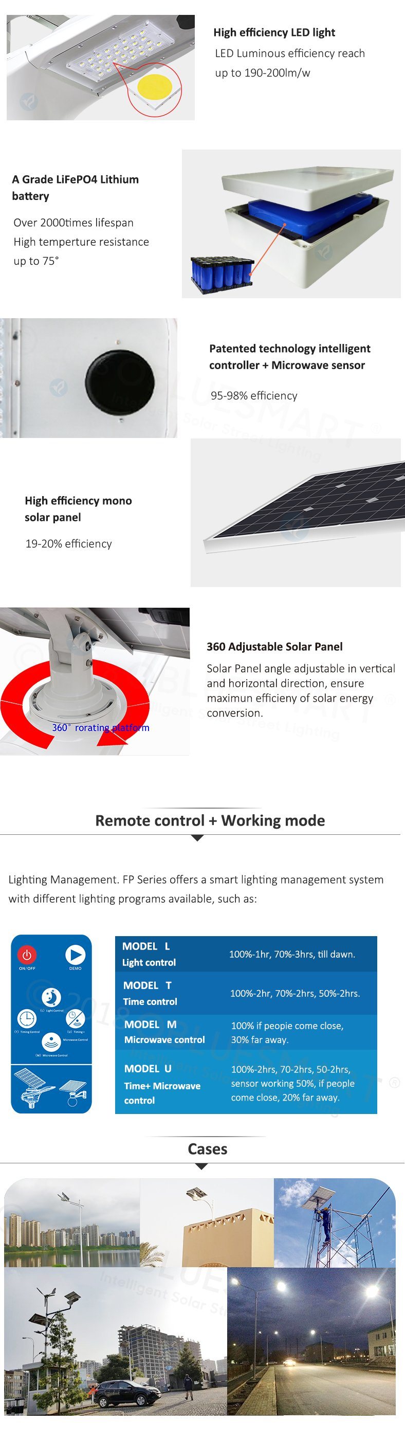 Solar LED Street Outdoor Lighting with 3 Years Warranty