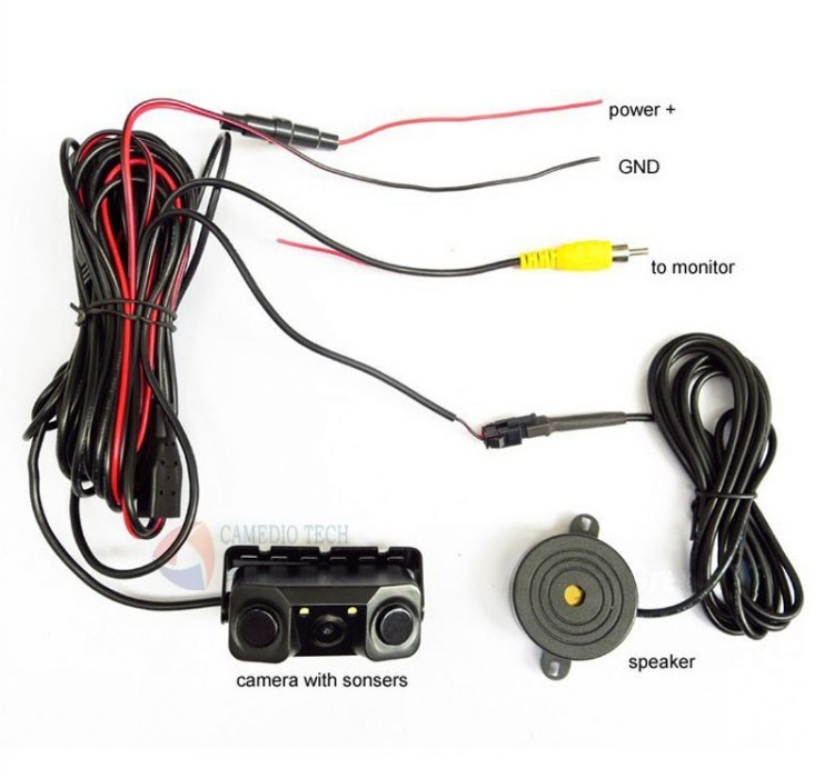 Rear View Video Parking Sensor 3 in 1 Car Camera and 2 Sensor with Bibi Alarm