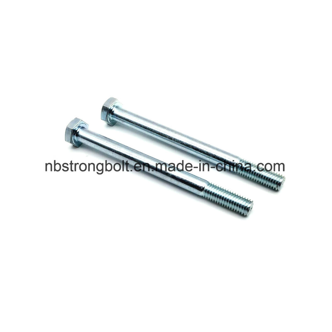 DIN931 Hex Bolt, Hex Cap Screw Cl. 8.8 with White Zinc Plated Cr3+ M27-2.50X260