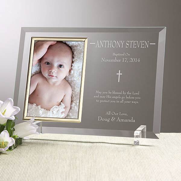 Christening Day Favors Custom Crystal Glass Personalized Picture Photo Frame for Baby Gifts