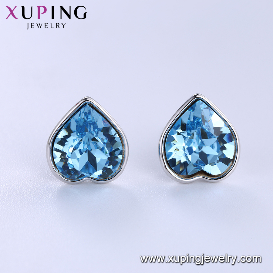 Xuping Aretes, Heart Stud White Gold Ladies Earrings Designs Pictures for Girls Crystals From Swarovski