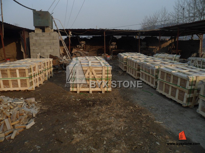 Yellow Wooden Slate Quartzite Irregular Shape Paving