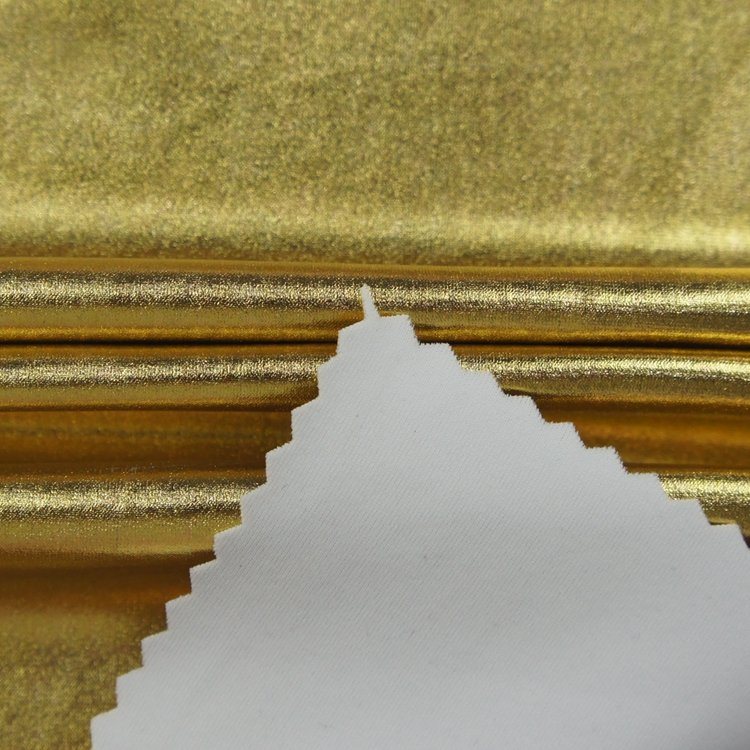 Spandex Elastane Polyamides Glitter Gold Shiny Printed Fabric