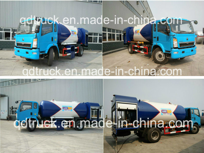 HOWO truck mounted cooking gas filling station, 5m3 Gas Dispenser Truck