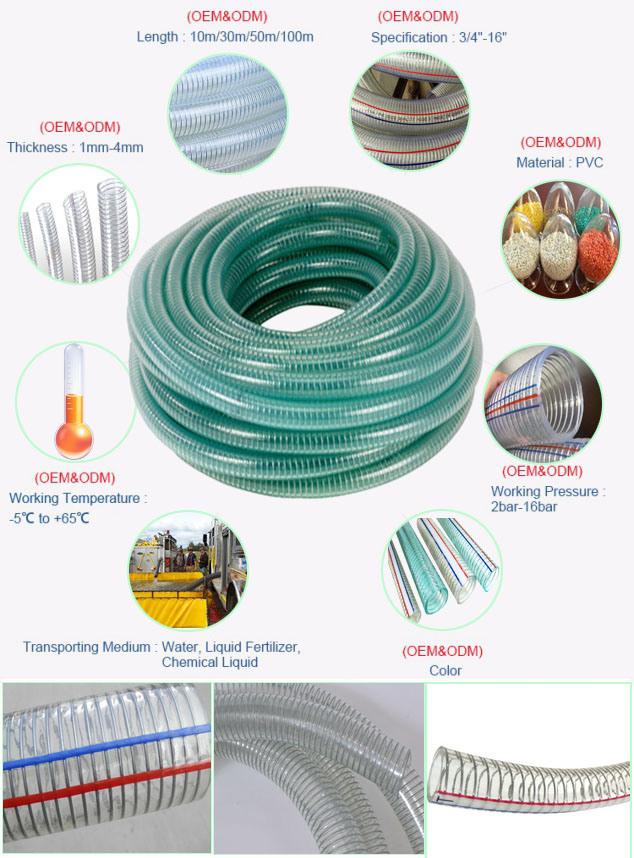 Industrial PVC Heavy-Duty Spiral Steel Wire Suction Hose Pipe